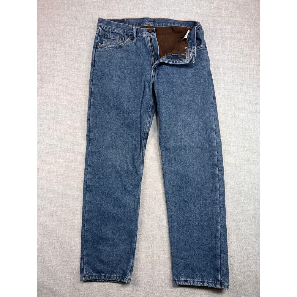 VTG 90s Wrangler Fleece Lined Jeans Men 32x31 Blue Denim Workwear Utility Warm